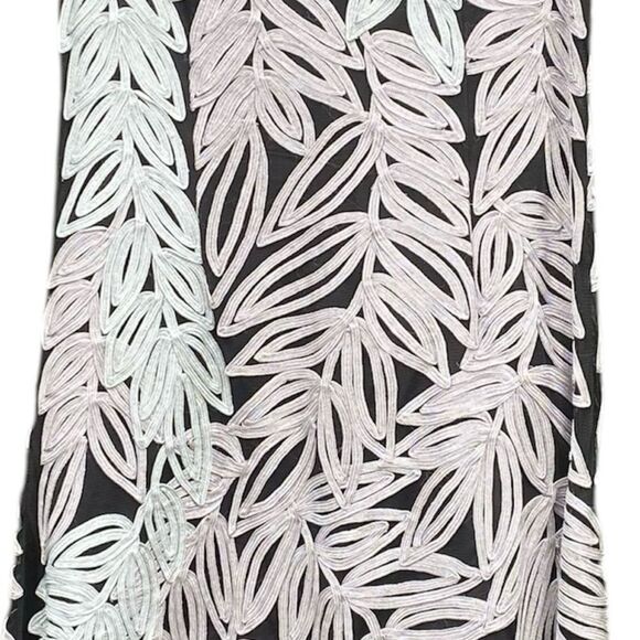 JS Collections Black, Lilac & Grey Leaf Embroidered V Neck Gown 6 Formal Wedding - Picture 5 of 8